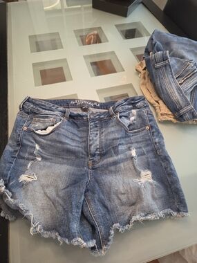 American Eagle Outfitters Distressed Denim Shorts - Blue